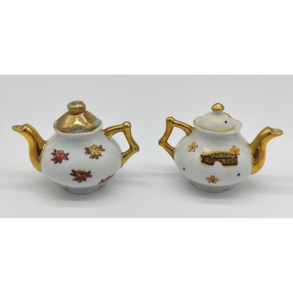Vintage Japan York County Fair Souvenir Teapots Pennsylvania PA Tea Pot Set Of 2 - Picture 3 of 11